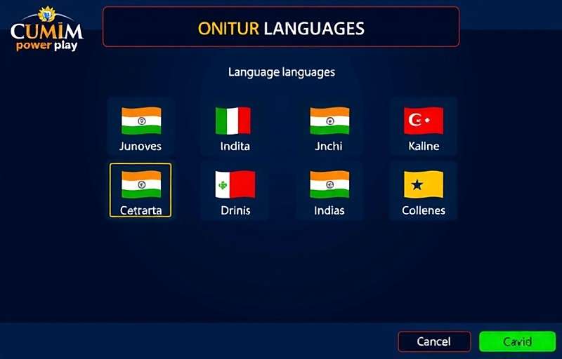 Cumin Power Play Saffron Surge localization Cumin Power Play Saffron Surge language selection screen showing various Indian language options